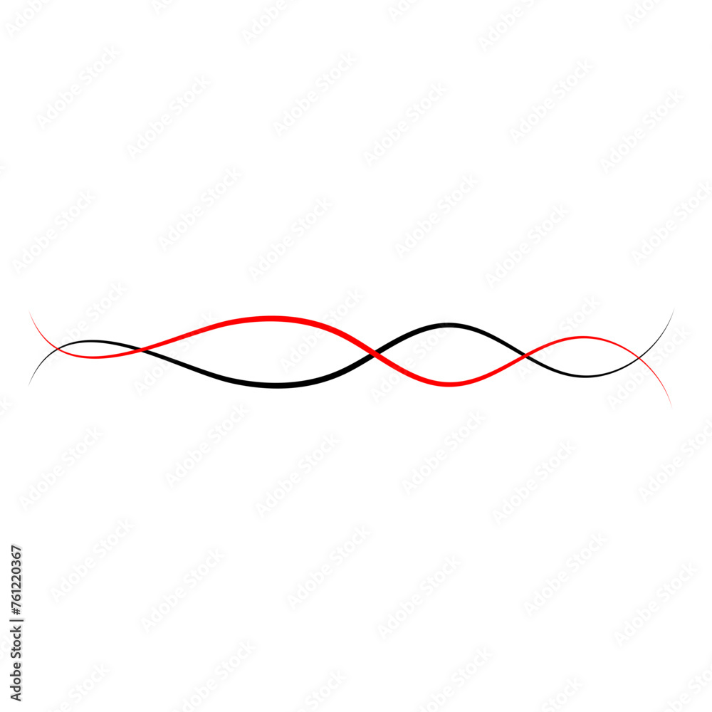 Vector Intertwined red and black thread lines Vector Intertwined red and black thread lines