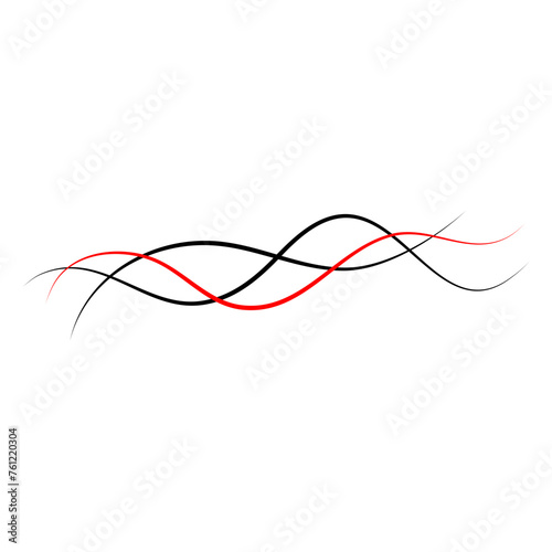 Vector Intertwined red and black thread lines