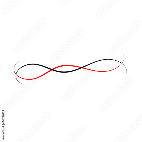 Vector Intertwined red and black thread lines