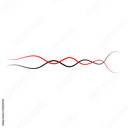 Vector Intertwined red and black thread lines