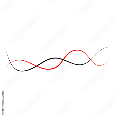 Vector Intertwined red and black thread lines