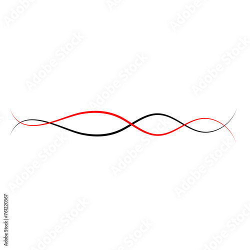 Vector Intertwined red and black thread lines