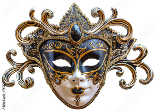 Decorative carnival blue mask with golden details
