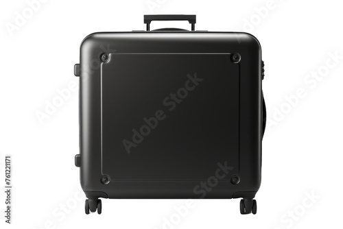 Black Suitcase With Wheels on White Background. On a White or Clear Surface PNG Transparent Background.