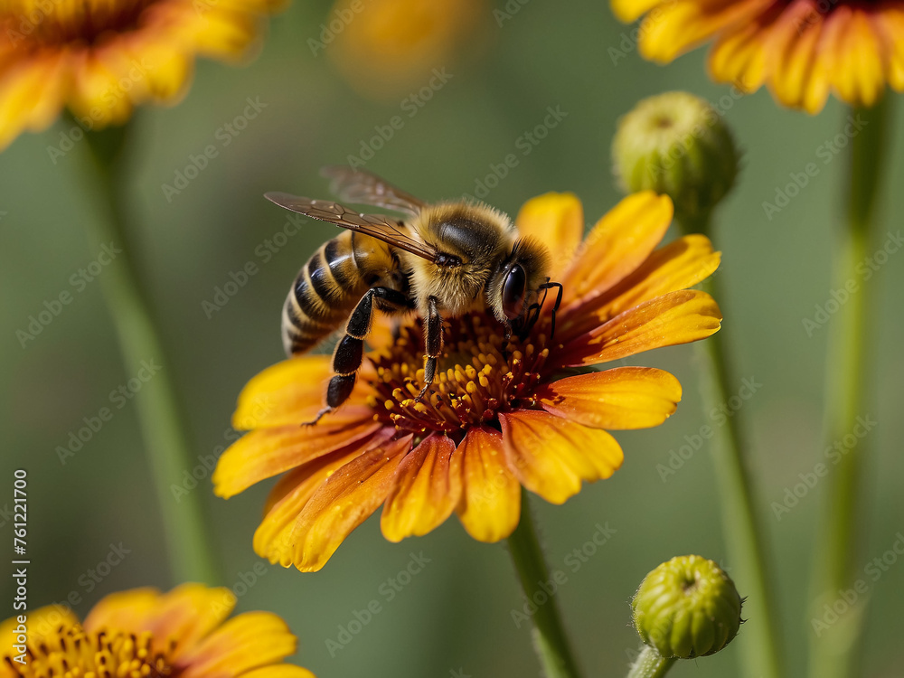 Bee on yellow flower Bee on yellow flower