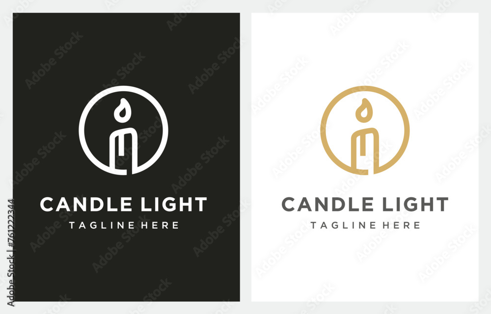 Luxury Elegant Candle Light Linear logo design inspiration Luxury Elegant Candle Light Linear logo design inspiration