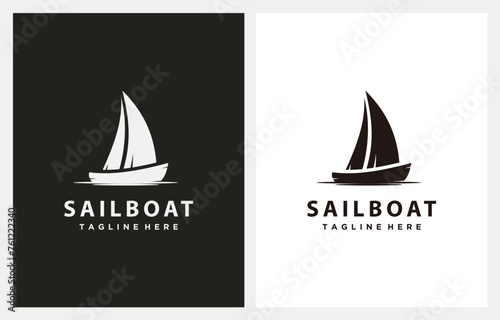Sailing Boat Harbor Sailor Silhouette logo design inspiration