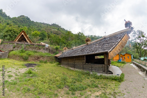 Traditional house in naga heritage village, Kohima, Nagaland, north-east India photo