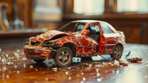 Miniature Car Crash on Judge's Table © Custom Media