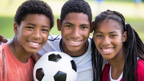 Teen Soccer Players Smiling on Field