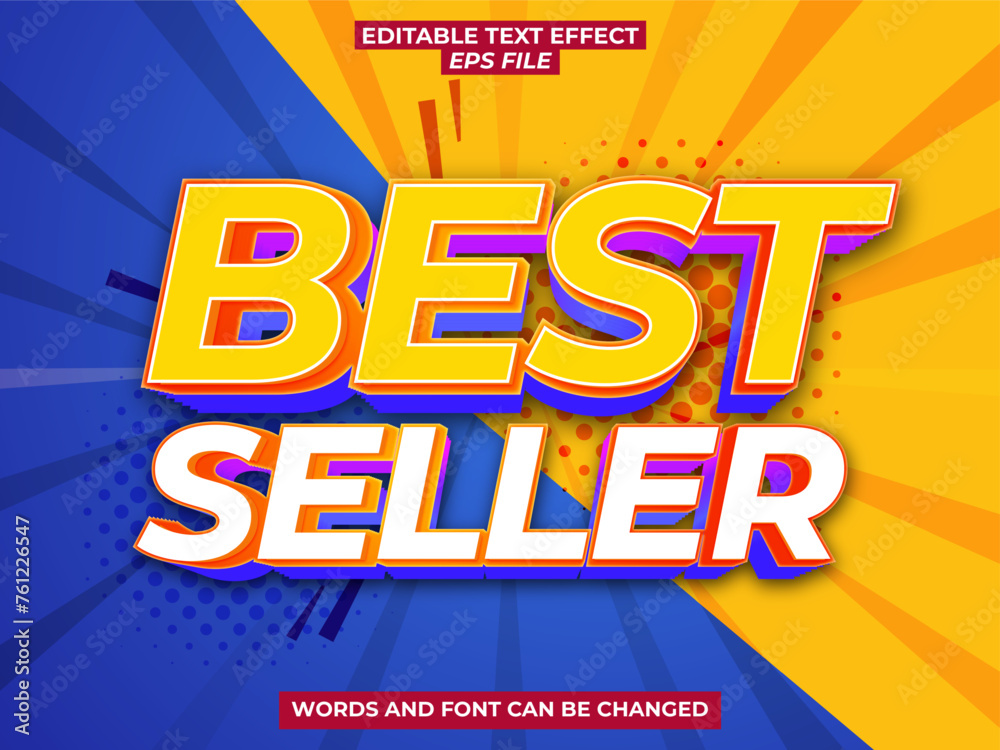 best seller text effect, font editable, typography, 3d text. vector template