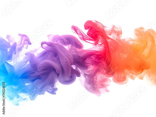 Colorful smoke on white background, Abstract colorful smoke