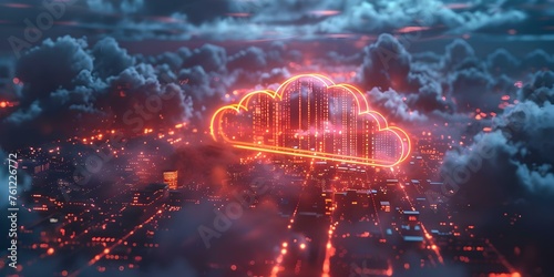 Explore cutting-edge cloud computing with strong security measures for technological advancement. Concept Cloud Security, Technological Advancement, Cutting-edge Solutions, Strong Data Protection