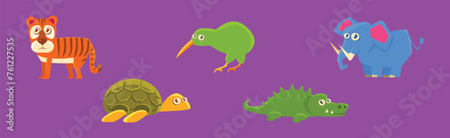 Wild African Animal and Zoo Beast Vector Set