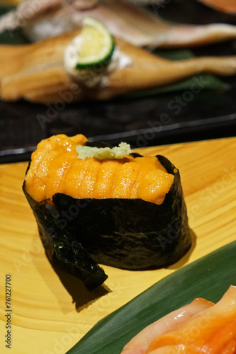Close up Uni (Sea Urchin) Sushi