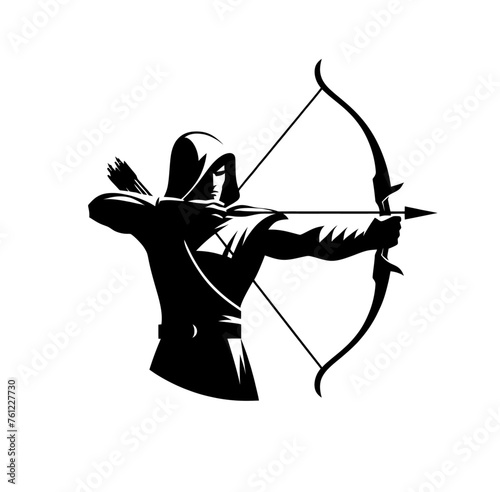 Archer isolated monochrome vintage style illustration