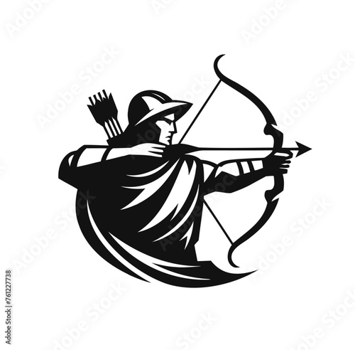 Archer isolated monochrome vintage style illustration