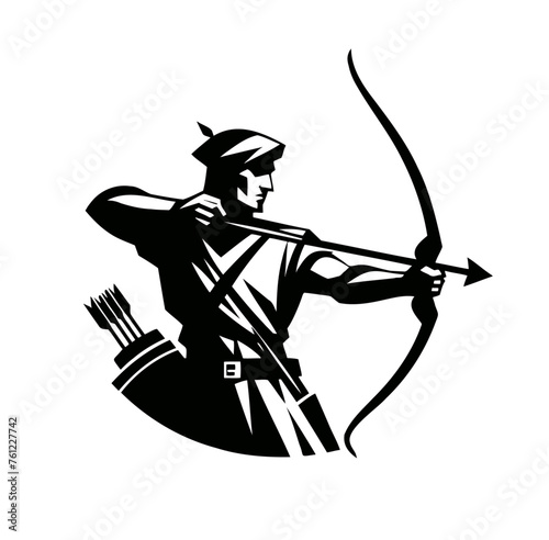 Archer isolated monochrome vintage style illustration
