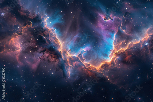 wallpaper of a supernova explode space, cosmos, blue, pink, green, lot of stars everywhere,  photo
