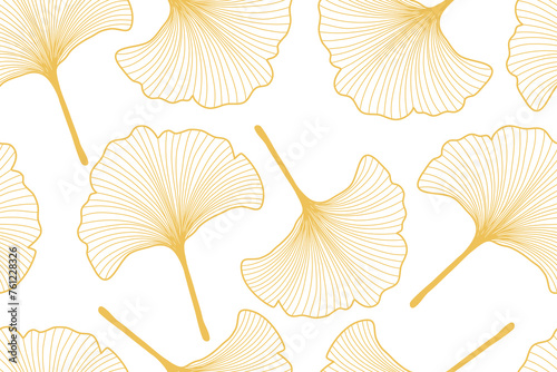 seamless pattern with Ginkgo biloba leaves