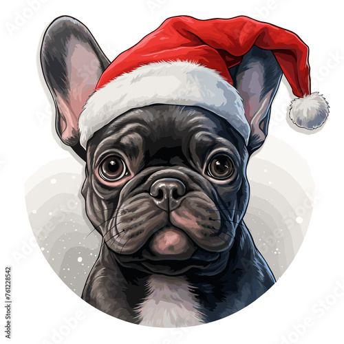 french bulldog, christmas dog, watercolor clipart