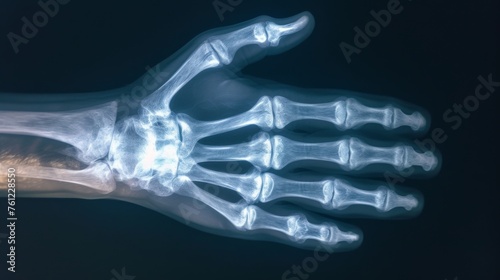 Medical Radiography of Hand with Visible Bones