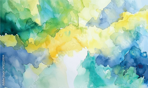 abstract watercolor hand painted background blue yellow green