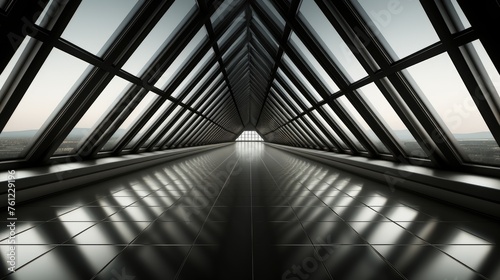 Symmetrical futuristic corridor design