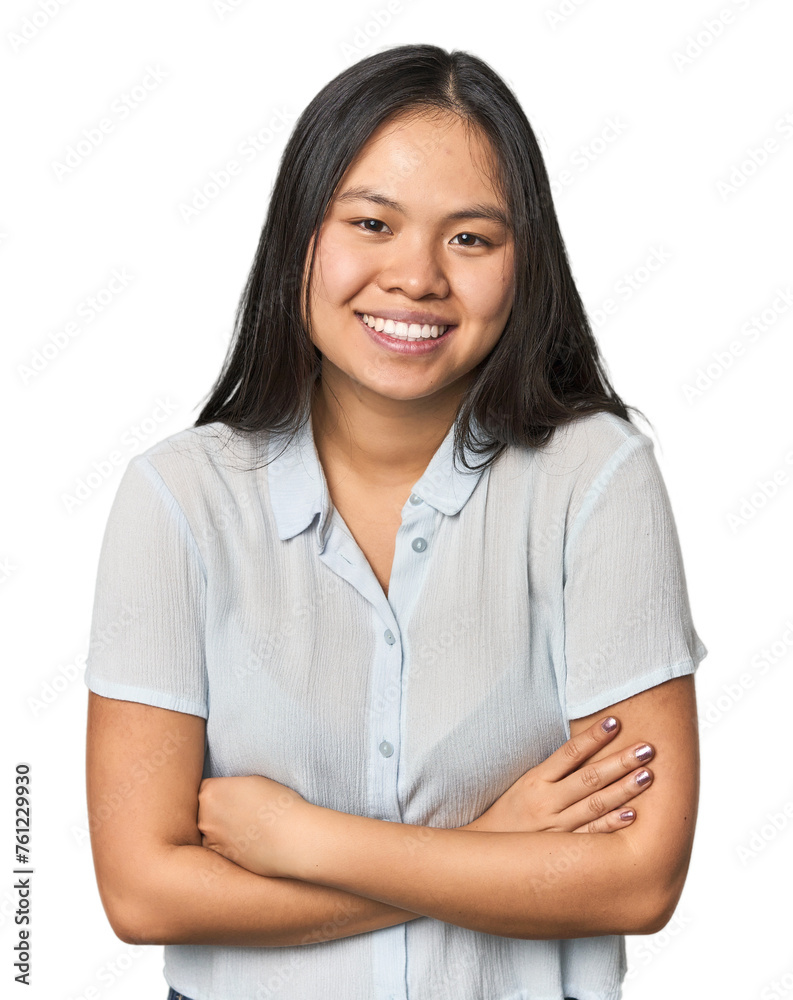 Young chinese woman isolated laughing and having fun. Young chinese woman isolated laughing and having fun.
