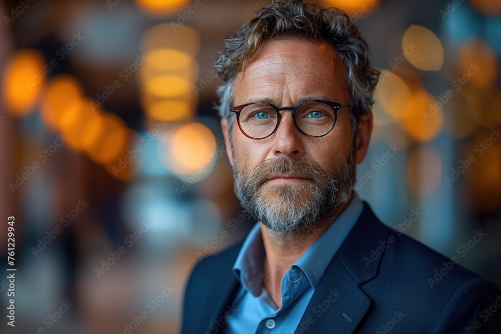 Man With Beard and Glasses Looking at Camera Man With Beard and Glasses Looking at Camera