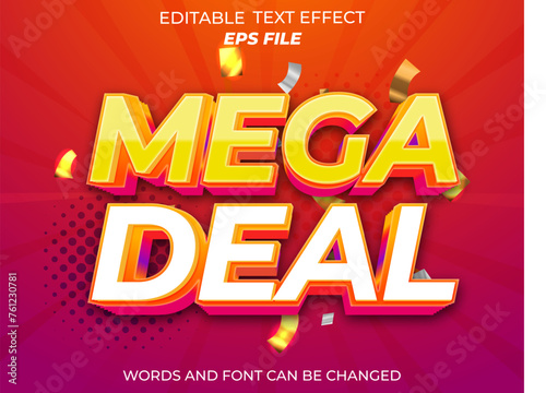 mega deal text effect  font editable  typography  3d text. vector template