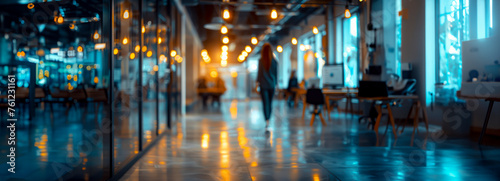 Blurred Business Office Scene with Casual Attire and Bokeh Background  A Creative Snapshot of Corporate Life