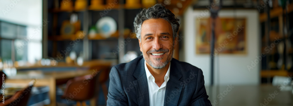 Successful businessman exuding confidence and professionalism in stylish office portrait