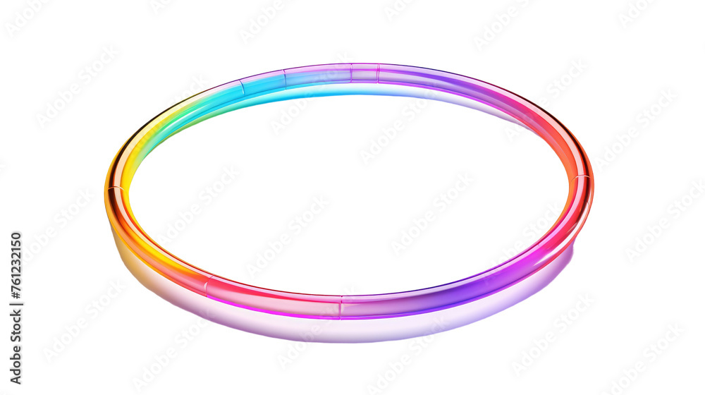 A vibrant rainbow colored ring stands out against a crisp white background A vibrant rainbow colored ring stands out against a crisp white background