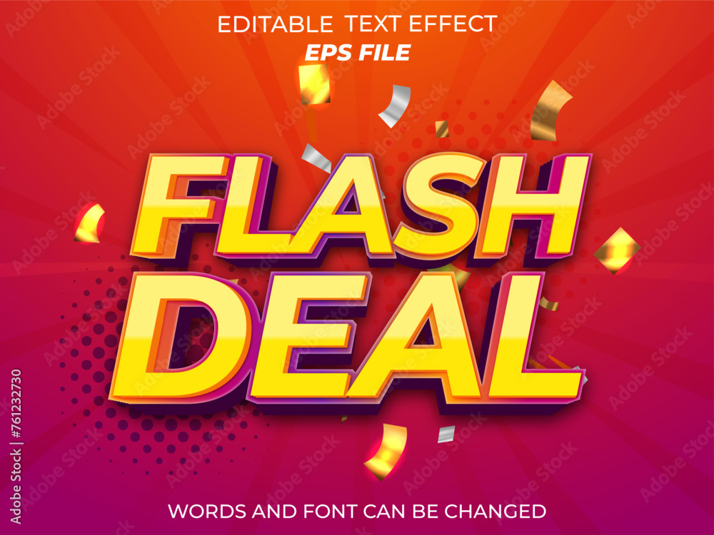 flash deal text effect, font editable, typography, 3d text. vector template