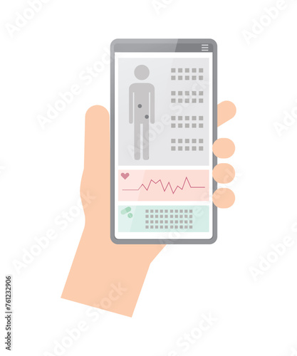 電子カルテを表示させたスマートフォンのイメージイラスト