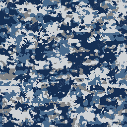 Military flecktarn camouflage illustration seamless pattern naval navy water blue camo square texture banner illustration wallpaper photo
