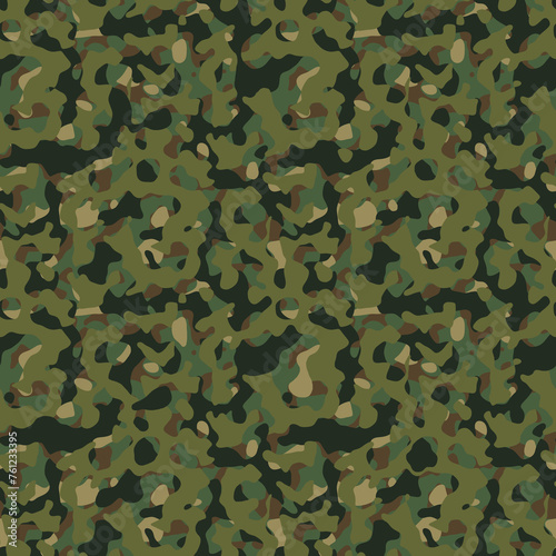 Military flecktarn camouflage illustration seamless pattern green woodland camo square texture banner illustration wallpaper