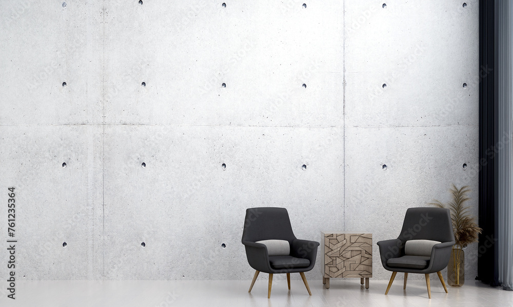 The modern minimal living room idea design and empty concrete wall background and white wooden floor. 3d rendering.
The modern minimal living room idea design and empty concrete wall background and white wooden floor. 3d rendering.
