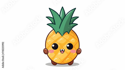 Kawaii pineapple fruit icon flat vector