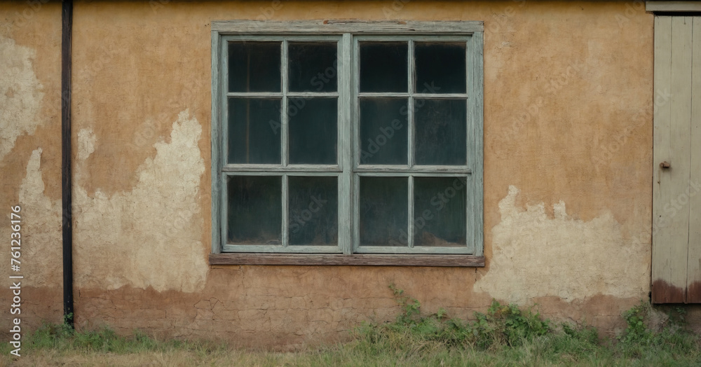 Old, window on the wall of abandoned house, hinting at tales of neglect and abandonment. Old, window on the wall of abandoned house, hinting at tales of neglect and abandonment.
