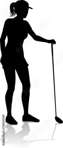 A female golfer sports person playing golf
