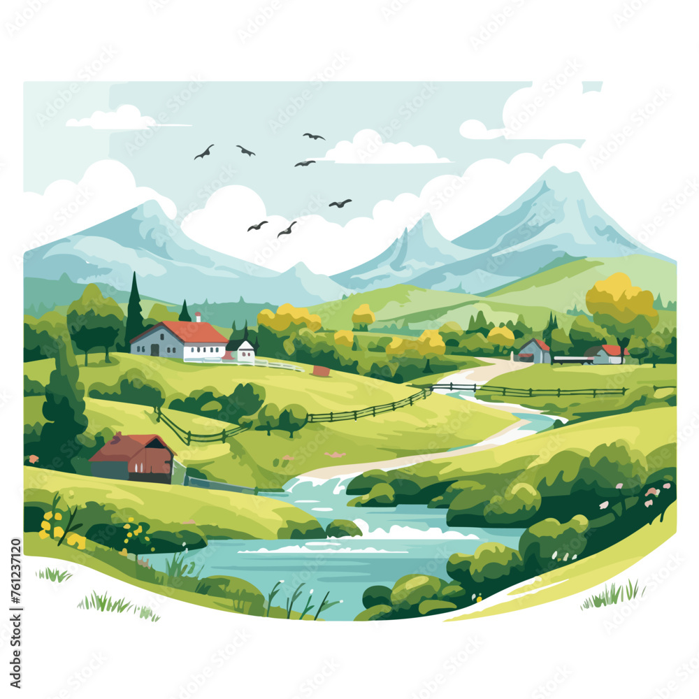 A peaceful countryside landscape illustration perfe