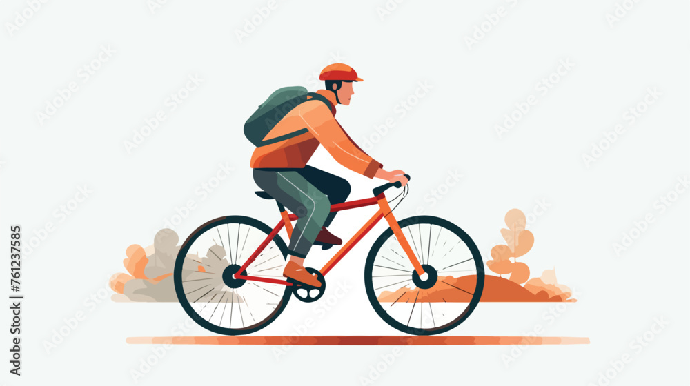 Male riding bike. Man on bicycle active bike riding