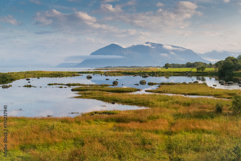 Naklejka premium landscape with lakes and mountains