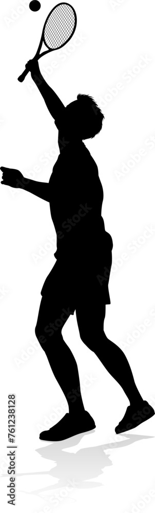 A tennis player man silhouette sports person design element