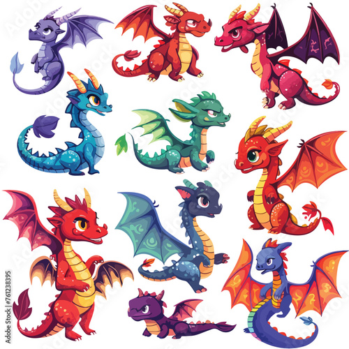 Dragons Clipart Bundle Clipart isolated on white background