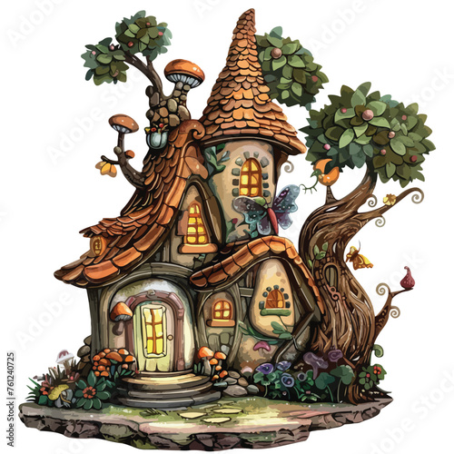 Fairy house Clipart isolated on white background