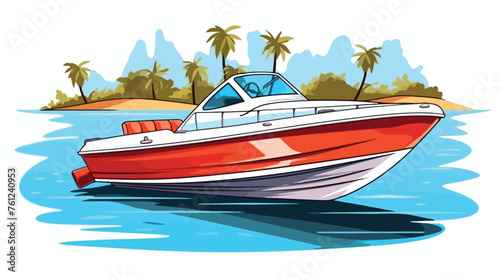 Outdoor activity motor boat sport on the beach illus
