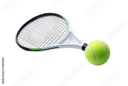 Tennis Racket and Tennis Ball on White Background. On a White or Clear Surface PNG Transparent Background. © Usama